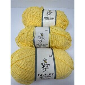 (Lot of 3) New YARN BEE SOFT & SLEEK Low Pill Fiber  (232 yds each)  Pale Yellow